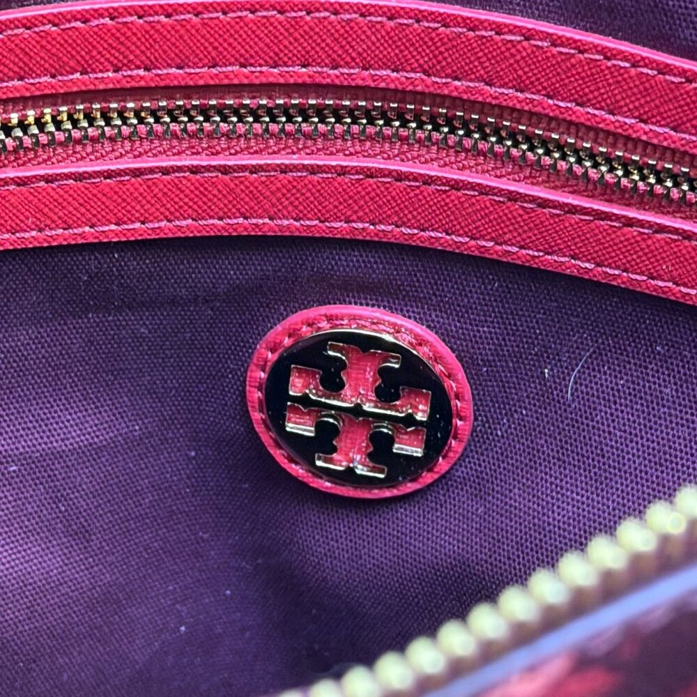 Tory Burch Red Floral Printed Satchel Tote Bag Adjustable Crossbody Vintage - Picture 11 of 11